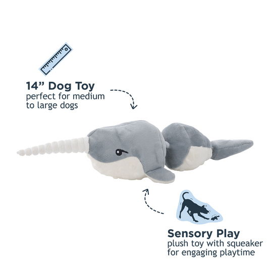 Narwhal Jointed Shake Play Dog Toy