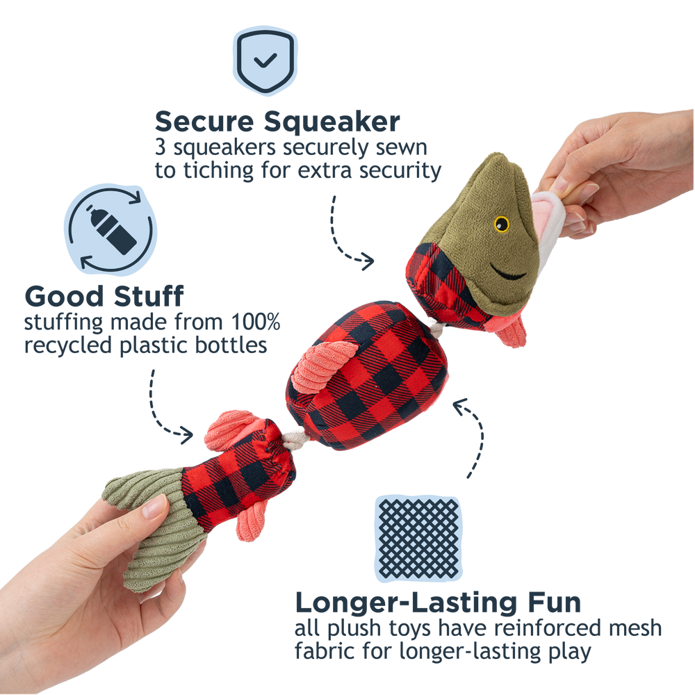 Salmon Jointed Shake Play Dog Toy
