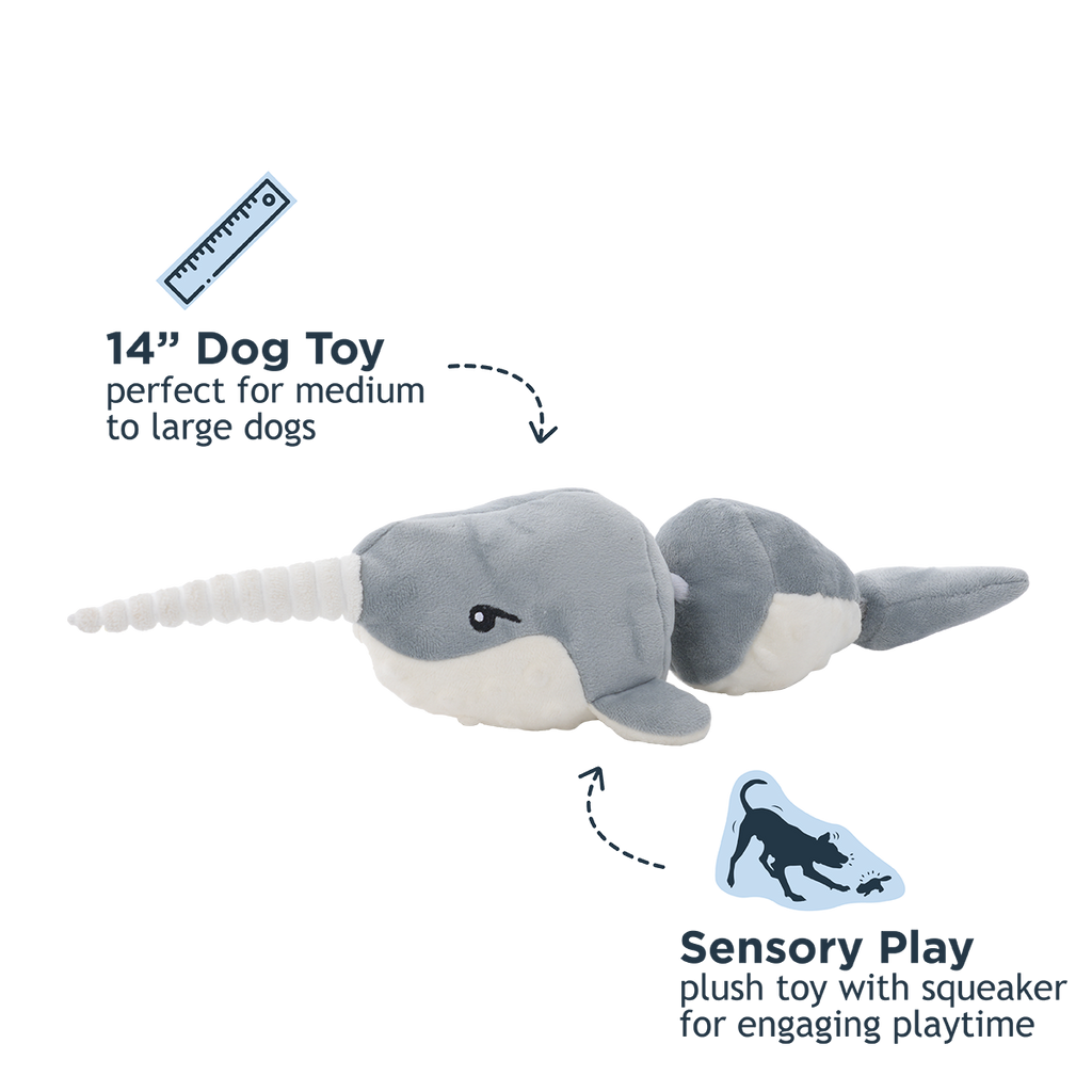 Narwhal Jointed Shake Play Dog Toy