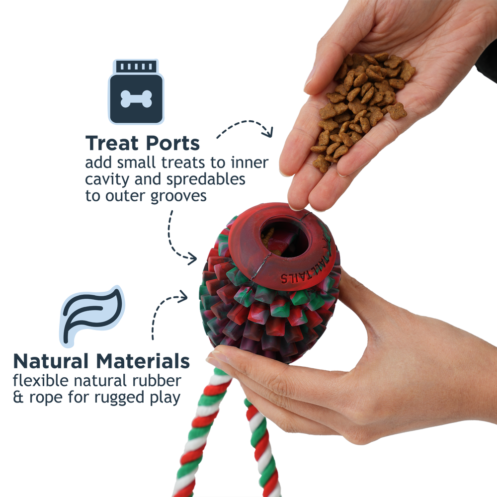 Natural Rubber Pinecone Treat-and-Tug Dog Toy